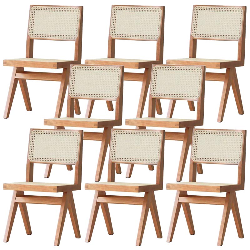 Contemporary Rattan Chair Open Back Dining Side Furniture in Matte Finish for Indoor