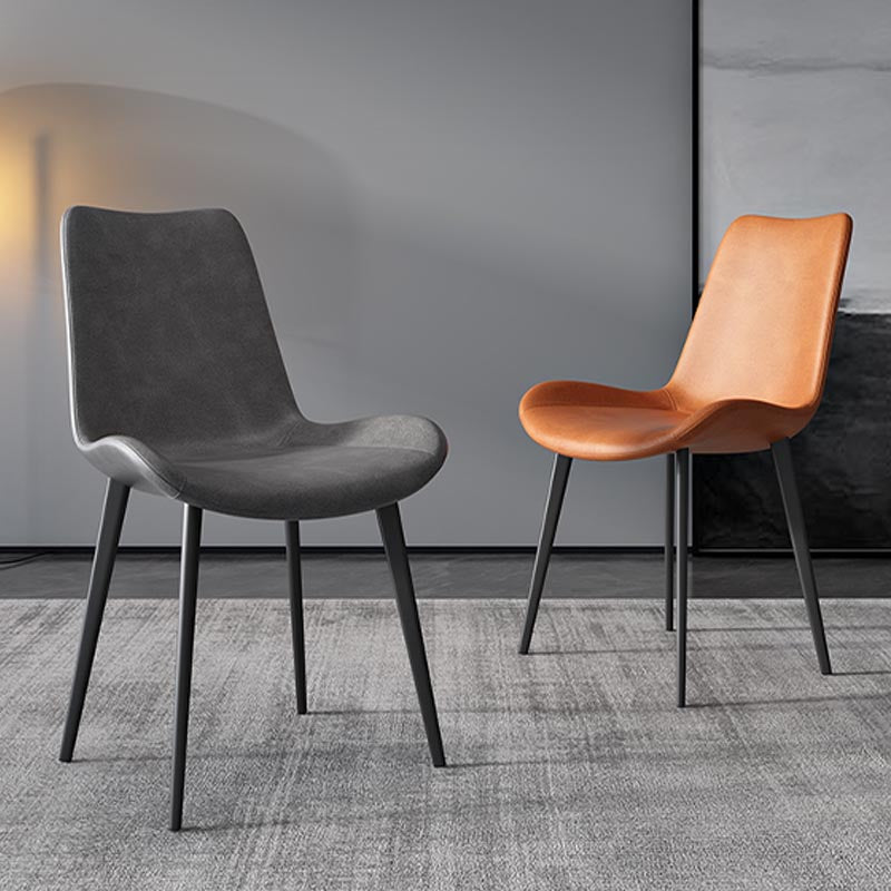 Industrial Leather Armless Dining Chair Wingback Side Chair for Kitchen