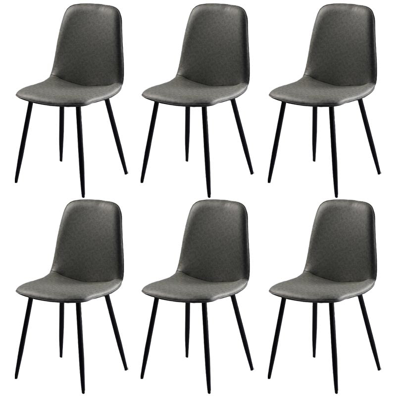 Industrial Leather Armless Dining Chair Wingback Side Chair for Kitchen