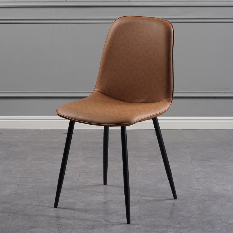 Industrial Leather Armless Dining Chair Wingback Side Chair for Kitchen