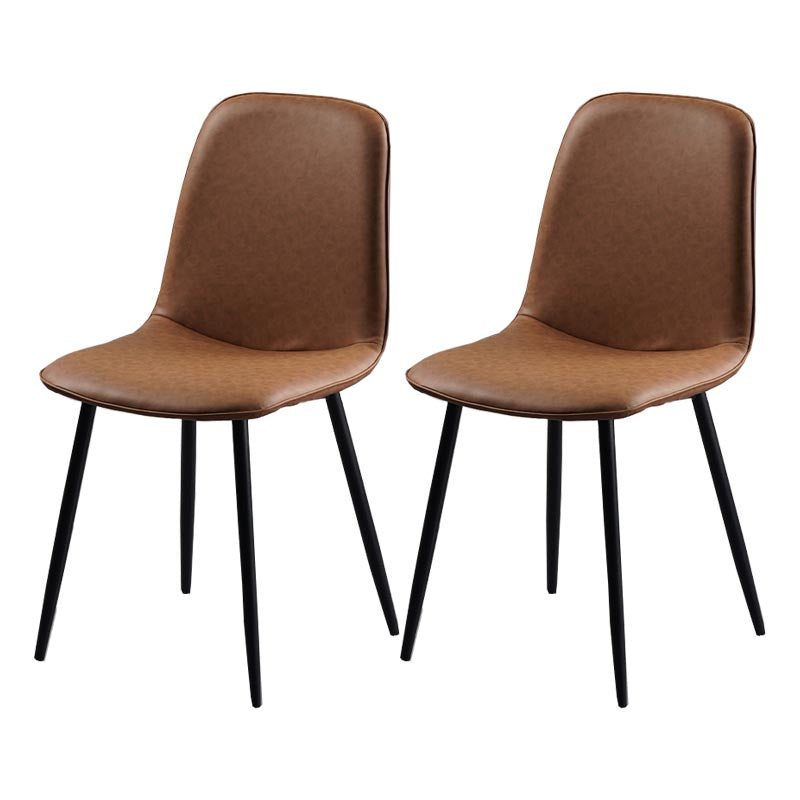 Industrial Leather Armless Dining Chair Wingback Side Chair for Kitchen