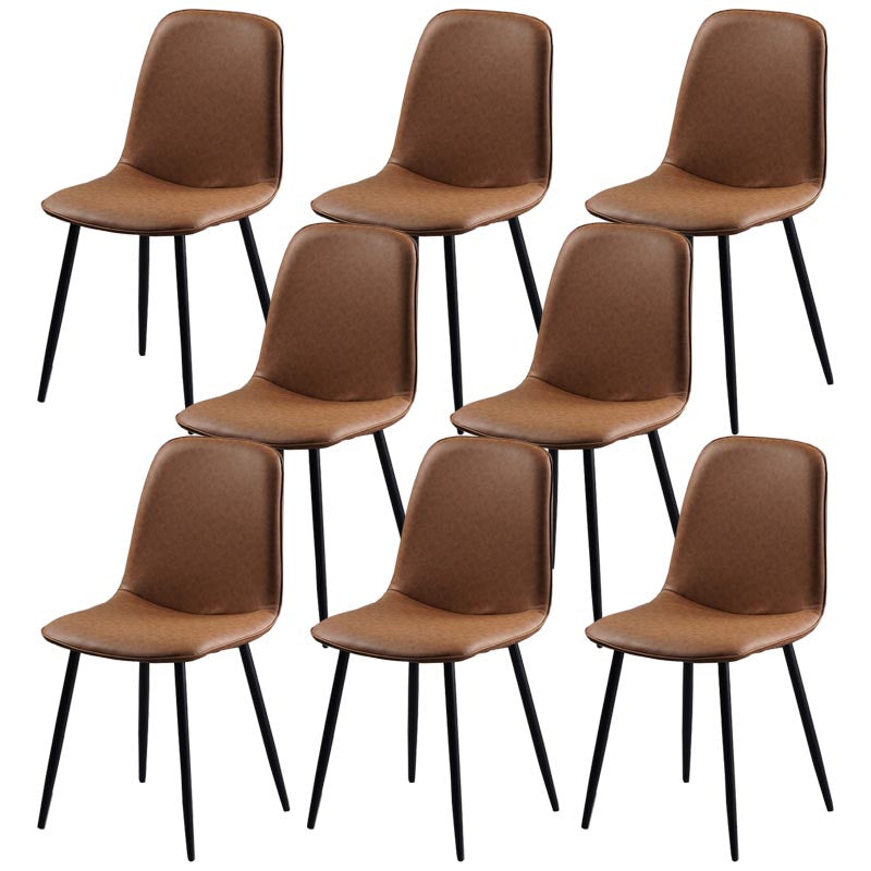 Industrial Leather Armless Dining Chair Wingback Side Chair for Kitchen
