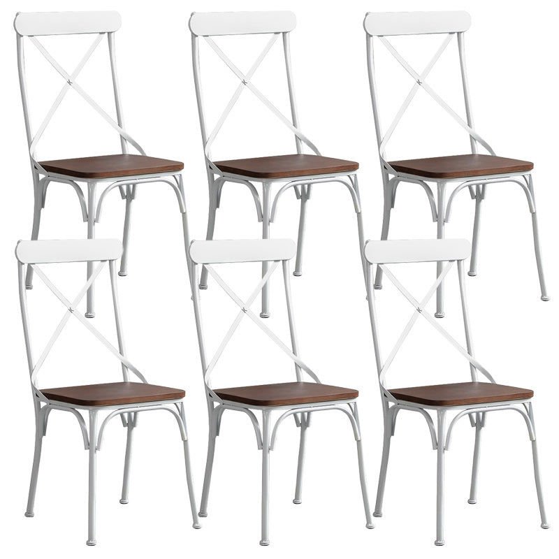 Industrial Cross Back Side Chair Metal Armless Dining Chair for Brasserie