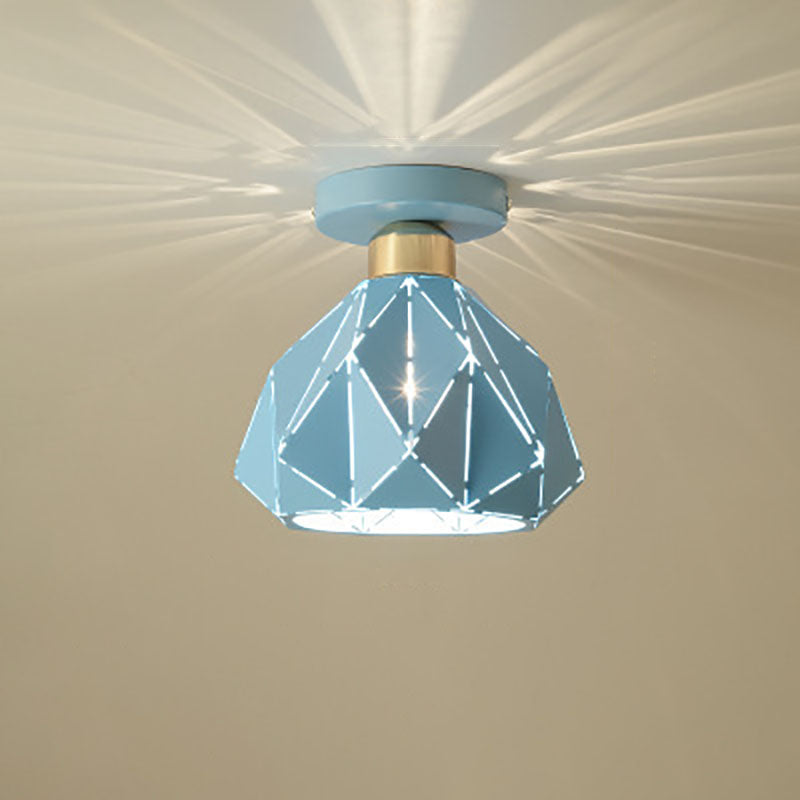 Modern Creative Iron Flush Mount Geometric 1-Light Ceiling Light for Bedroom