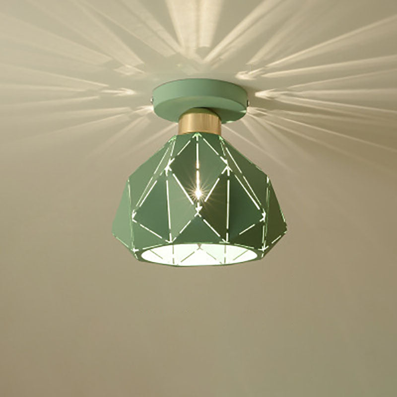 Modern Creative Iron Flush Mount Geometric 1-Light Ceiling Light for Bedroom