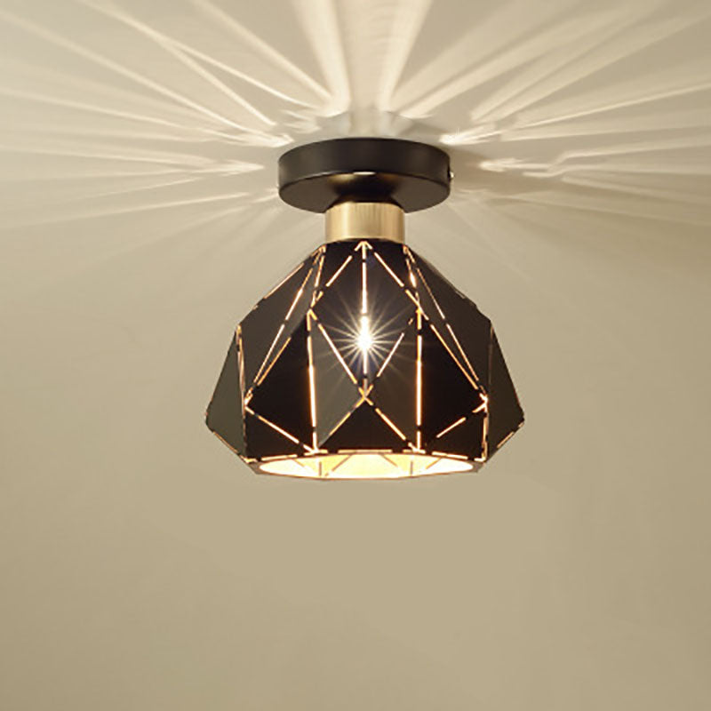 Modern Creative Iron Flush Mount Geometric 1-Light Ceiling Light for Bedroom