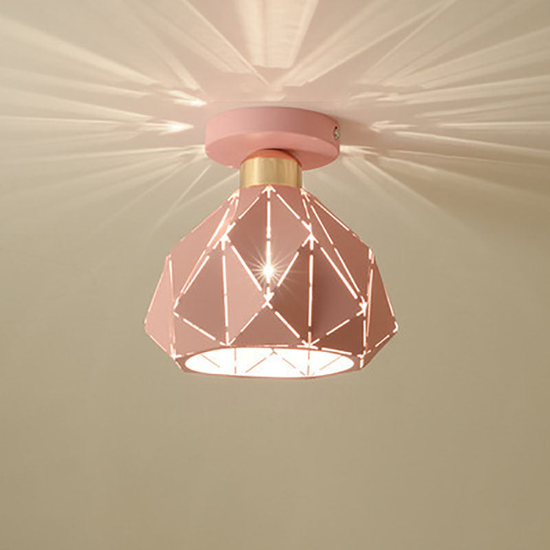 Modern Creative Iron Flush Mount Geometric 1-Light Ceiling Light for Bedroom
