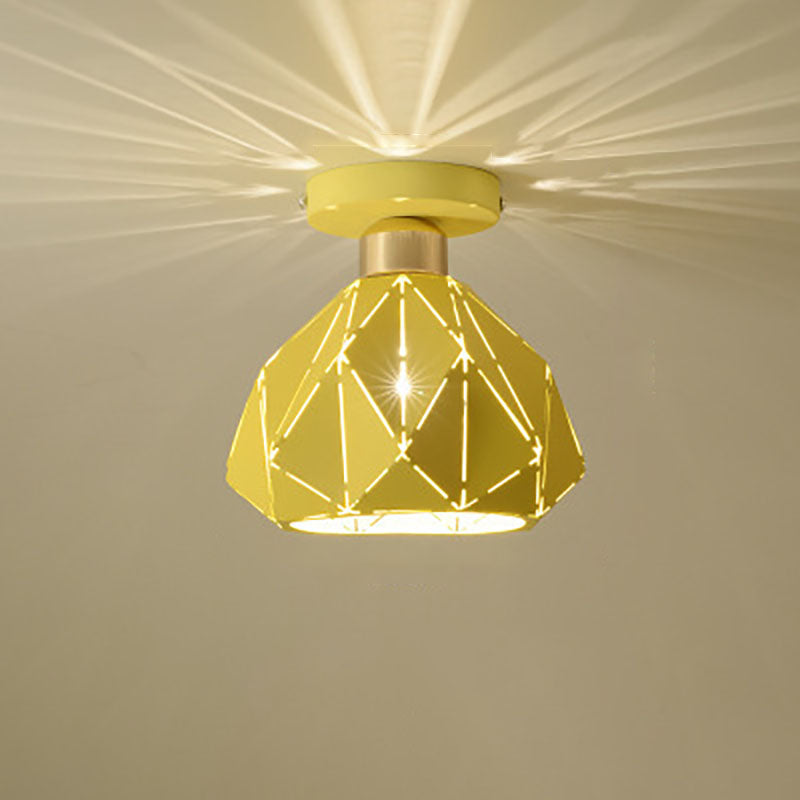 Modern Creative Iron Flush Mount Geometric 1-Light Ceiling Light for Bedroom