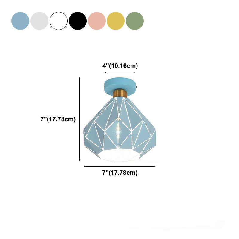 Modern Creative Iron Flush Mount Geometric 1-Light Ceiling Light for Bedroom