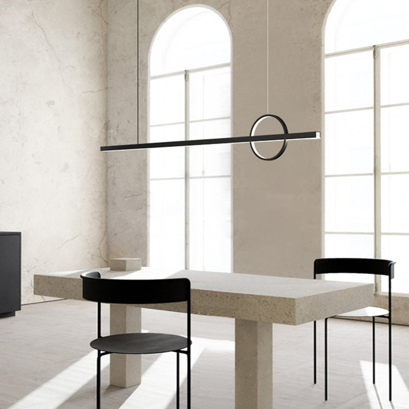 Simple Linear Hanging Island Light Metal LED Hanging Lighting Fixture for Sitting Room