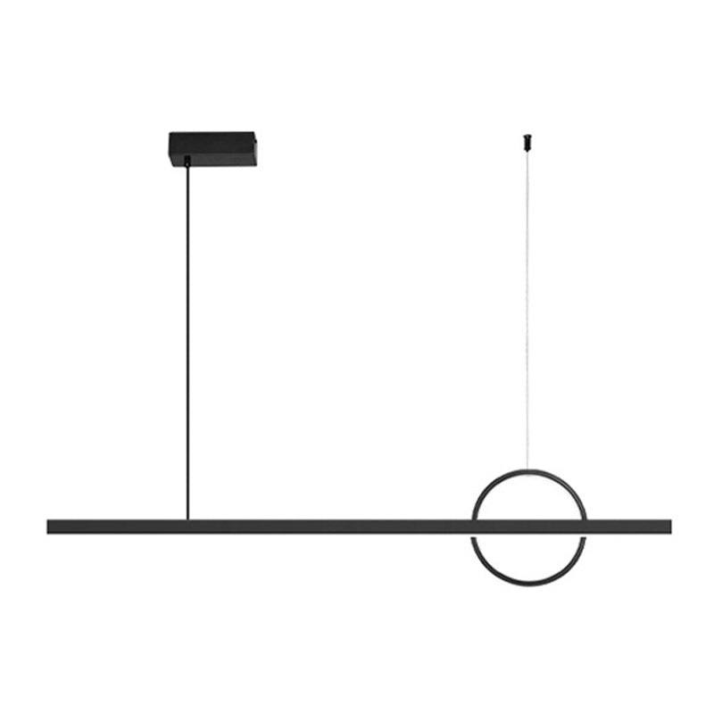 Simple Linear Hanging Island Light Metal LED Hanging Lighting Fixture for Sitting Room