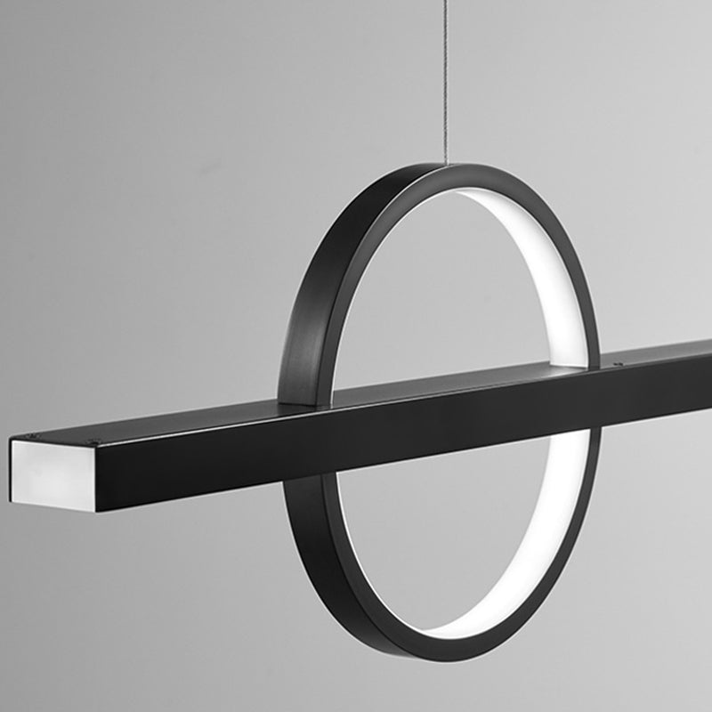 Simple Linear Hanging Island Light Metal LED Hanging Lighting Fixture for Sitting Room