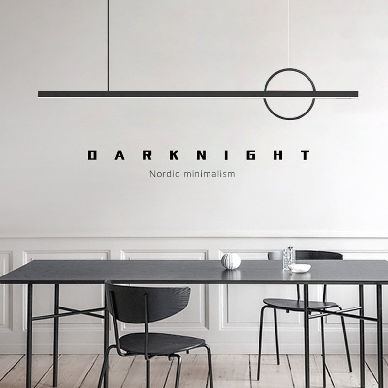 Simple Linear Hanging Island Light Metal LED Hanging Lighting Fixture for Sitting Room