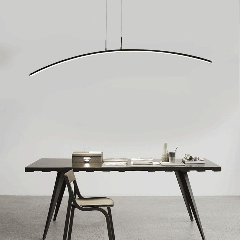 Simple Curved Island Light Fixture Metal Dining Room LED Island Pendant Light