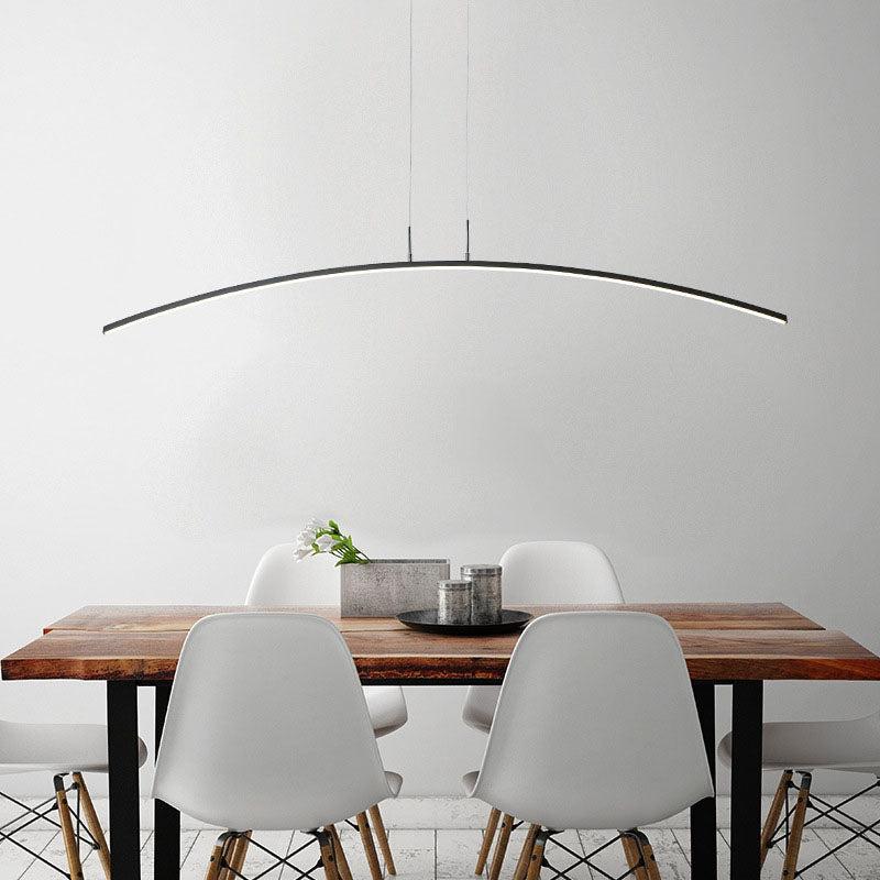 Simple Curved Island Light Fixture Metal Dining Room LED Island Pendant Light