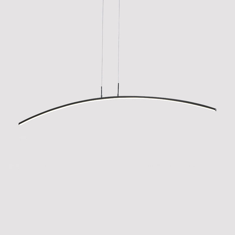 Simple Curved Island Light Fixture Metal Dining Room LED Island Pendant Light