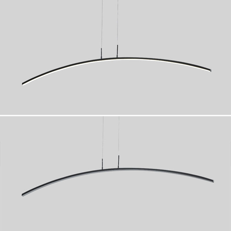 Simple Curved Island Light Fixture Metal Dining Room LED Island Pendant Light