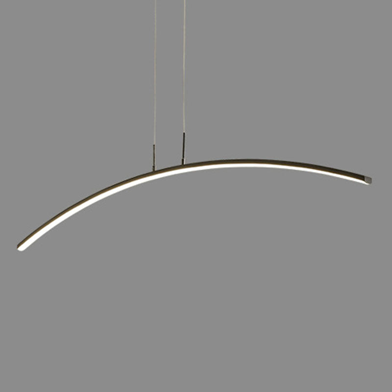 Simple Curved Island Light Fixture Metal Dining Room LED Island Pendant Light
