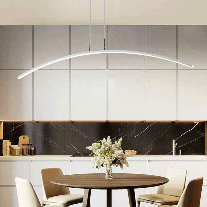 Simple Curved Island Light Fixture Metal Dining Room LED Island Pendant Light