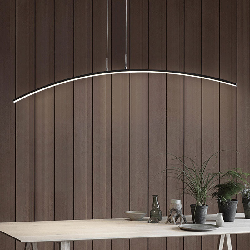 Simple Curved Island Light Fixture Metal Dining Room LED Island Pendant Light