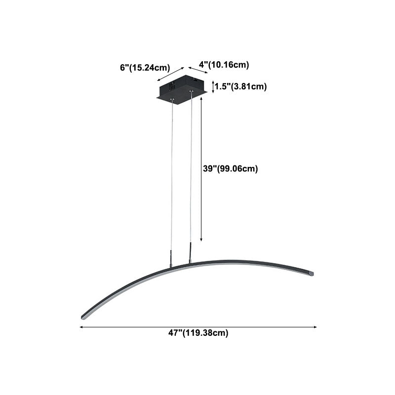 Simple Curved Island Light Fixture Metal Dining Room LED Island Pendant Light