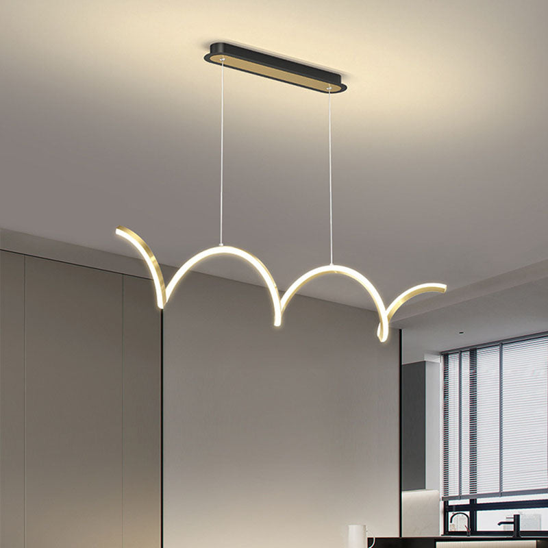 Modern Minimalist LED Island Light Acrylic Linear Hanging Lamp for Dining Room