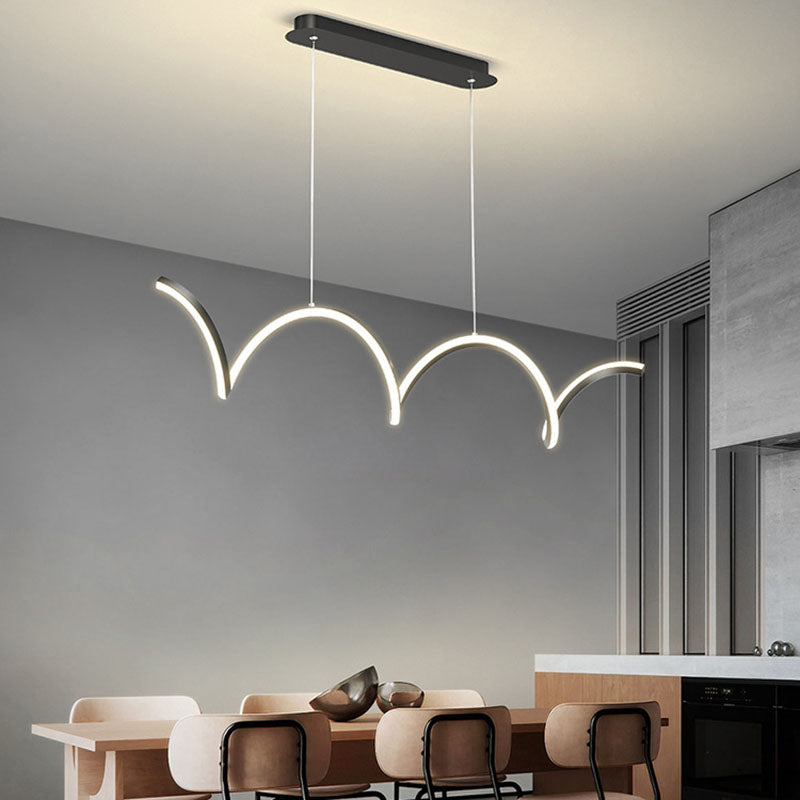 Modern Minimalist LED Island Light Acrylic Linear Hanging Lamp for Dining Room