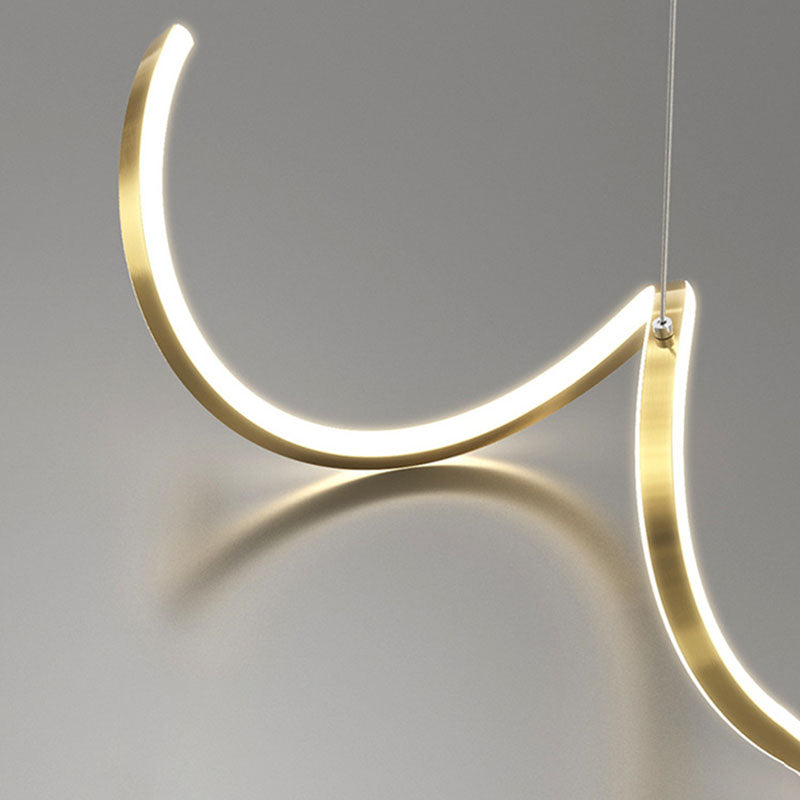 Modern Minimalist LED Island Light Acrylic Linear Hanging Lamp for Dining Room