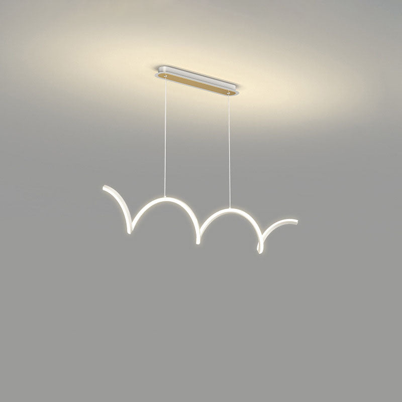 Modern Minimalist LED Island Light Acrylic Linear Hanging Lamp for Dining Room