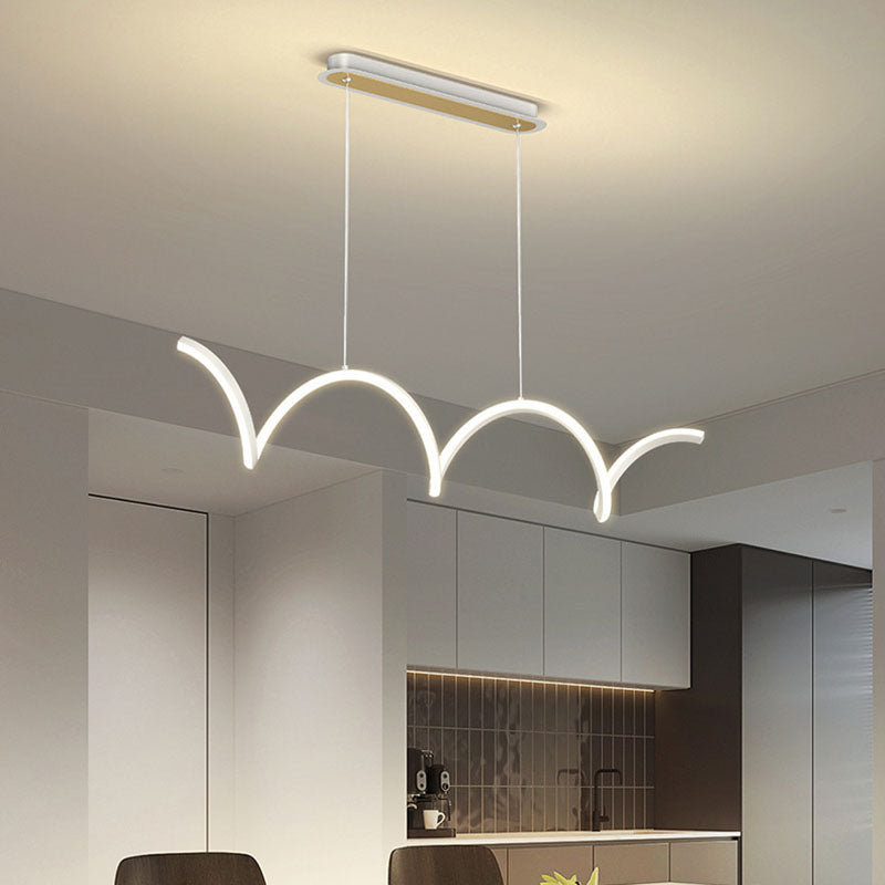 Modern Minimalist LED Island Light Acrylic Linear Hanging Lamp for Dining Room