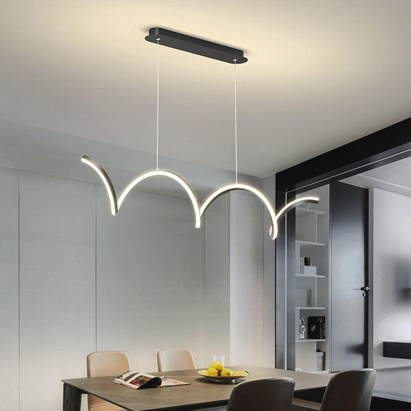 Modern Minimalist LED Island Light Acrylic Linear Hanging Lamp for Dining Room