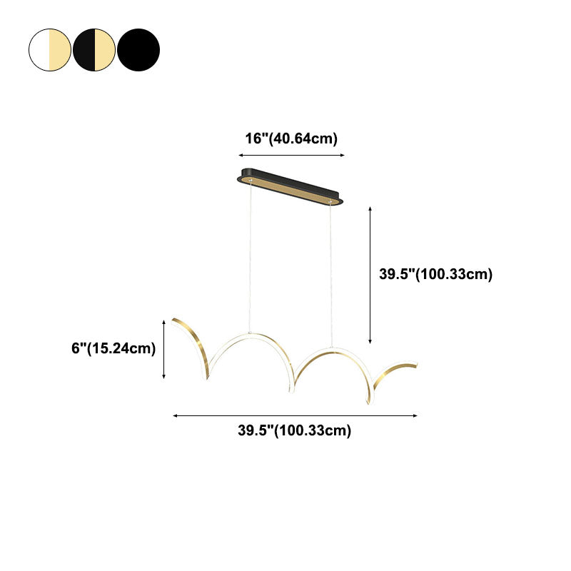 Modern Minimalist LED Island Light Acrylic Linear Hanging Lamp for Dining Room