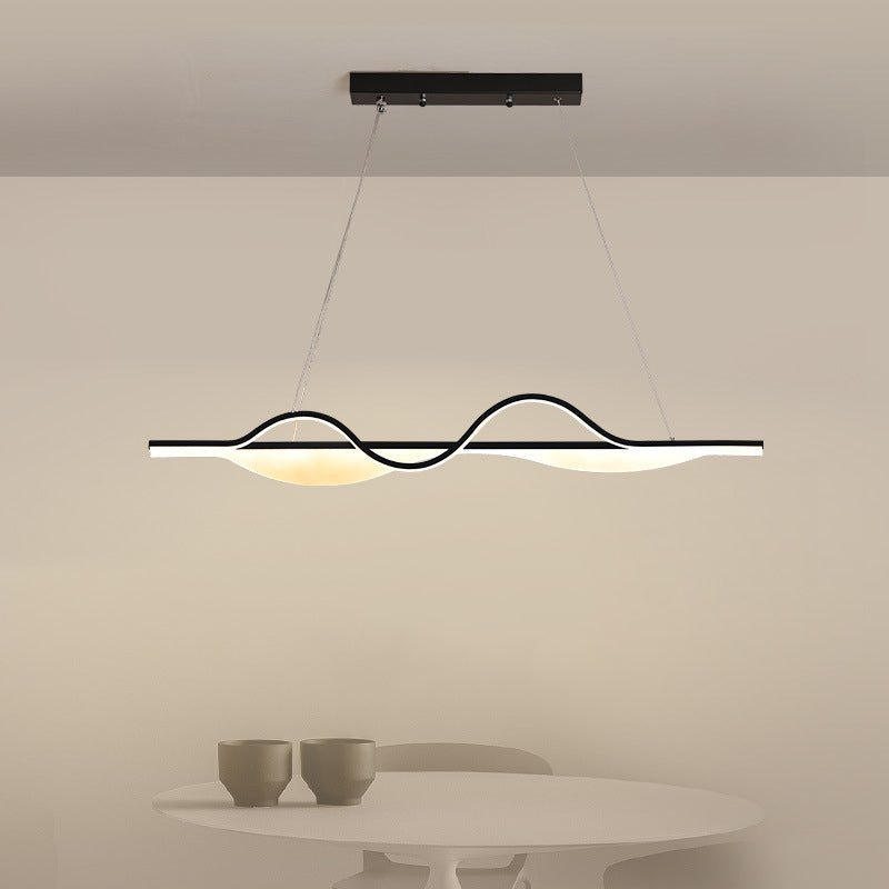 Modern Creative LED Pendant Light Metal Linear Island Light with Acrylic Shade