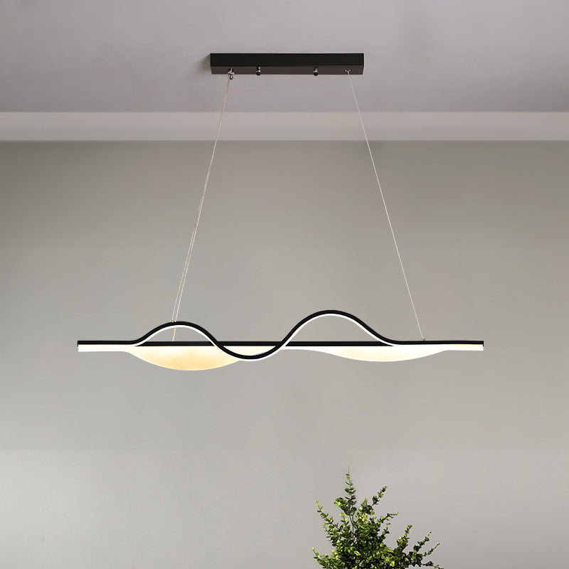 Modern Creative LED Pendant Light Metal Linear Island Light with Acrylic Shade