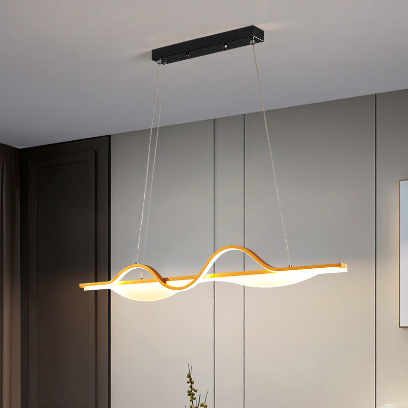 Modern Creative LED Pendant Light Metal Linear Island Light with Acrylic Shade