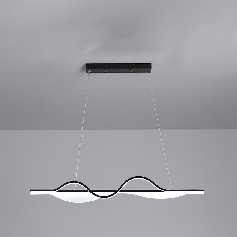 Modern Creative LED Pendant Light Metal Linear Island Light with Acrylic Shade