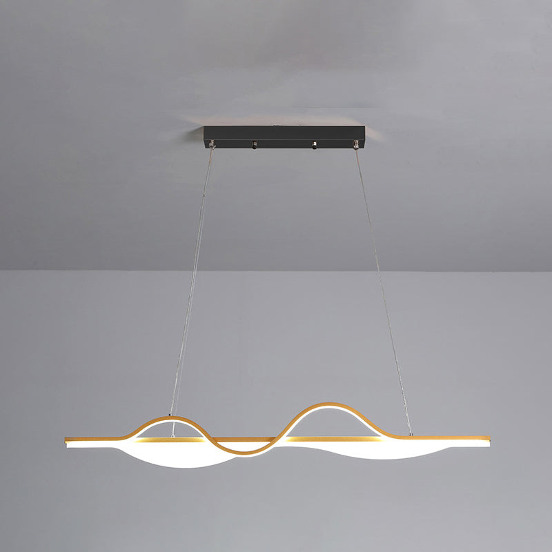 Modern Creative LED Pendant Light Metal Linear Island Light with Acrylic Shade