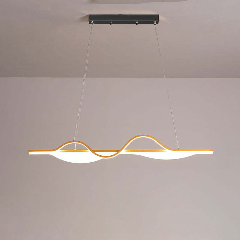 Modern Creative LED Pendant Light Metal Linear Island Light with Acrylic Shade