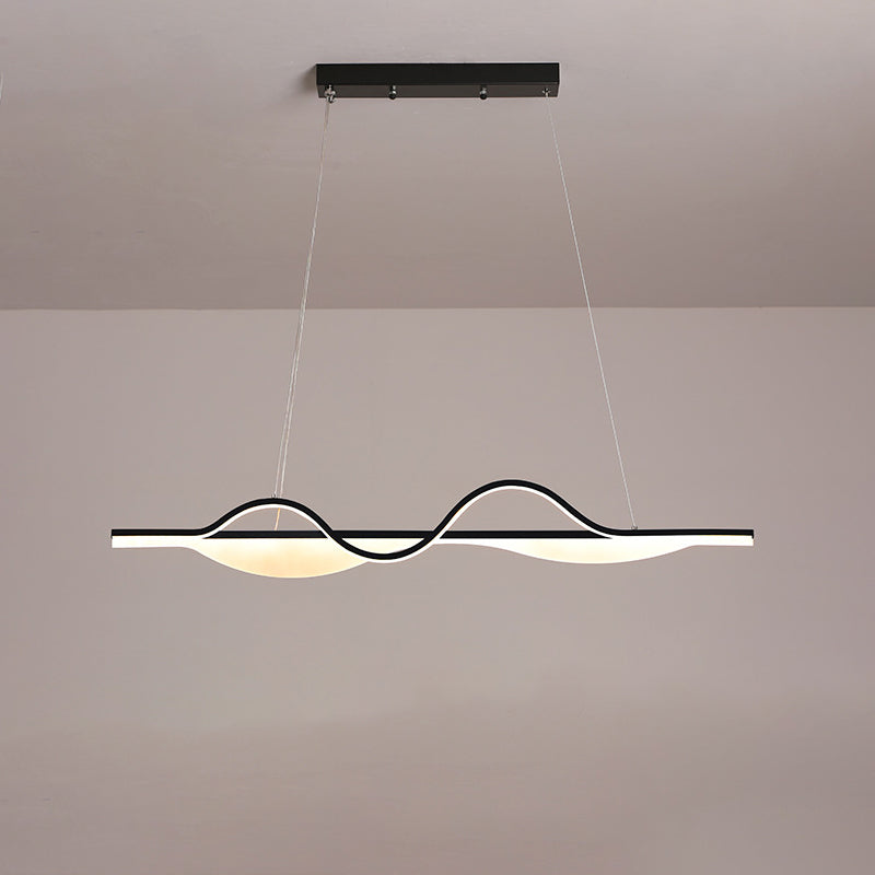 Modern Creative LED Pendant Light Metal Linear Island Light with Acrylic Shade
