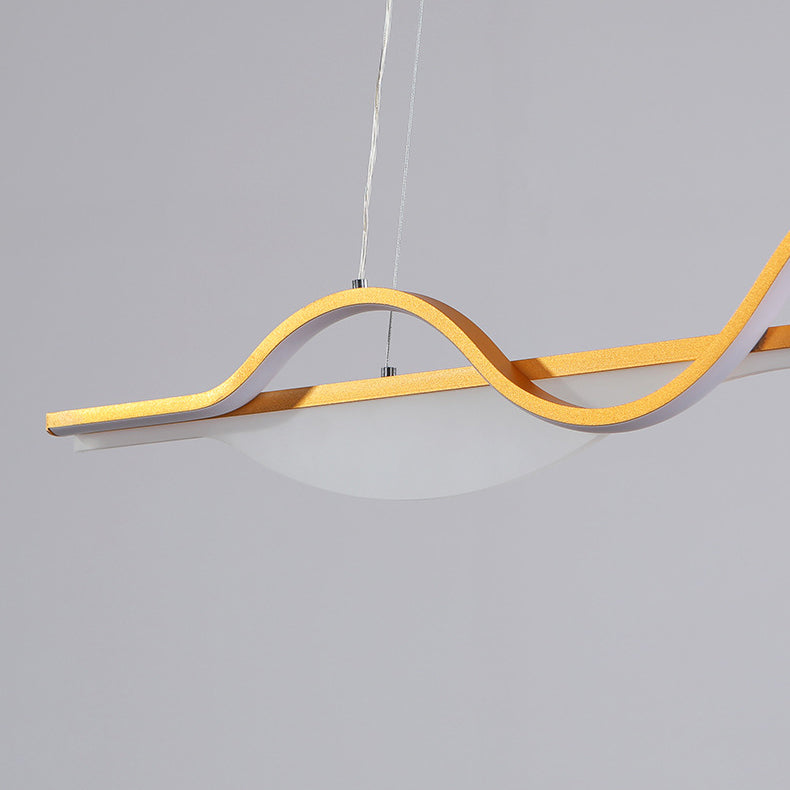 Modern Creative LED Pendant Light Metal Linear Island Light with Acrylic Shade