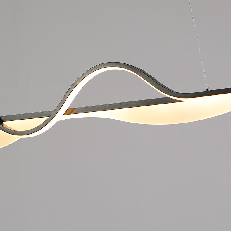 Modern Creative LED Pendant Light Metal Linear Island Light with Acrylic Shade