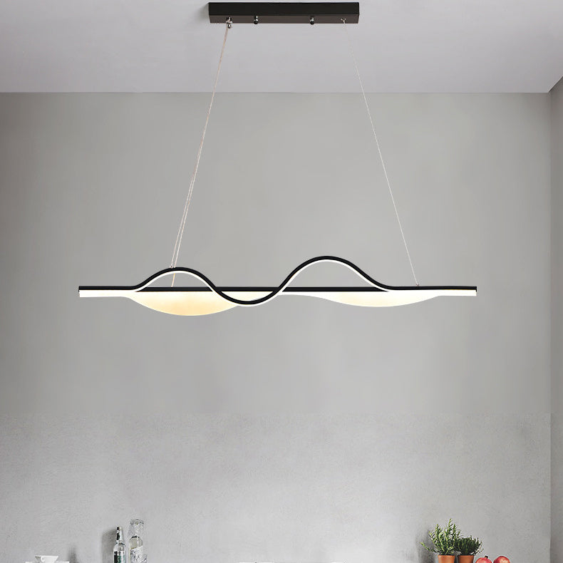 Modern Creative LED Pendant Light Metal Linear Island Light with Acrylic Shade