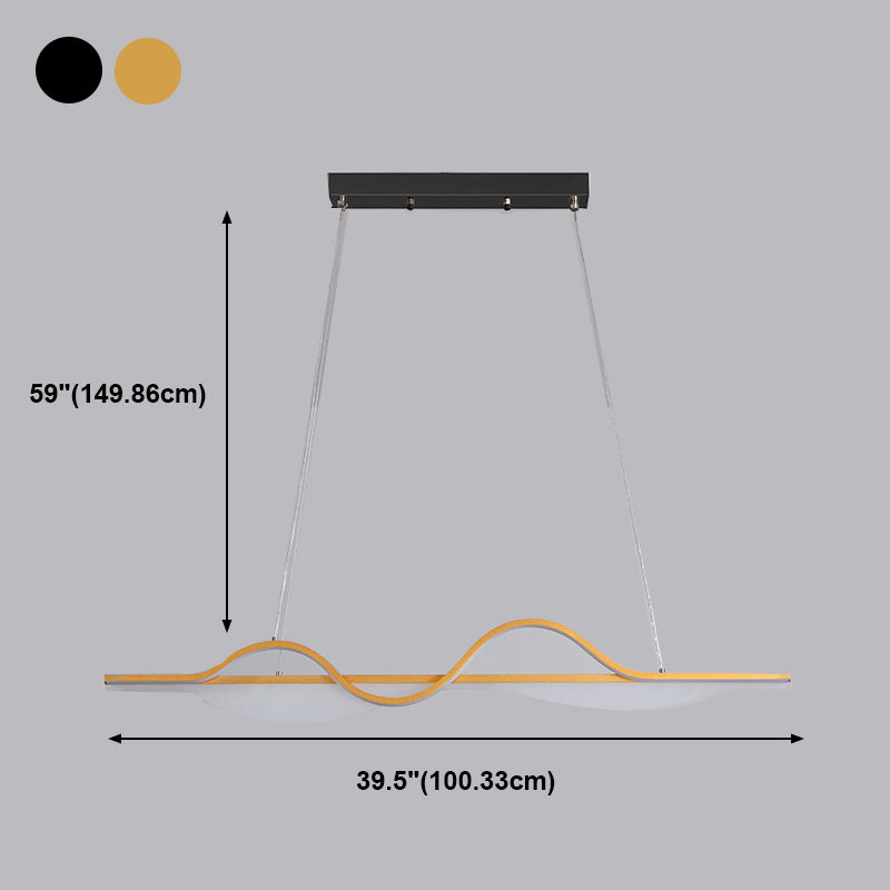 Modern Creative LED Pendant Light Metal Linear Island Light with Acrylic Shade