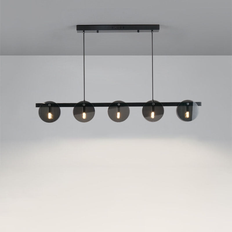 Modern Luxury Pendant Light Metal Circular Island Light with Glass Shade