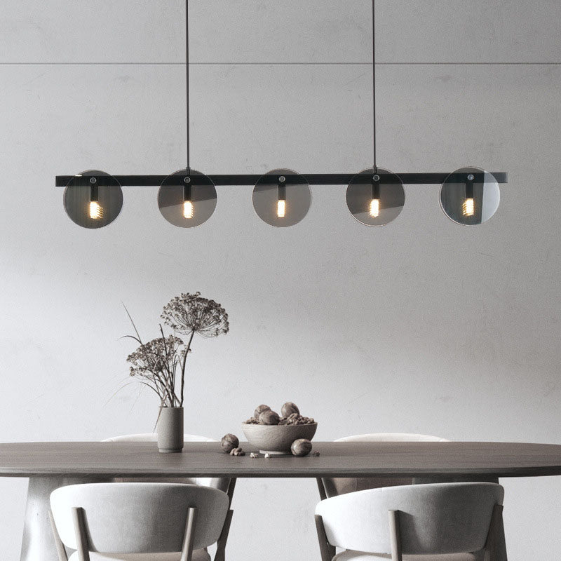 Modern Luxury Pendant Light Metal Circular Island Light with Glass Shade