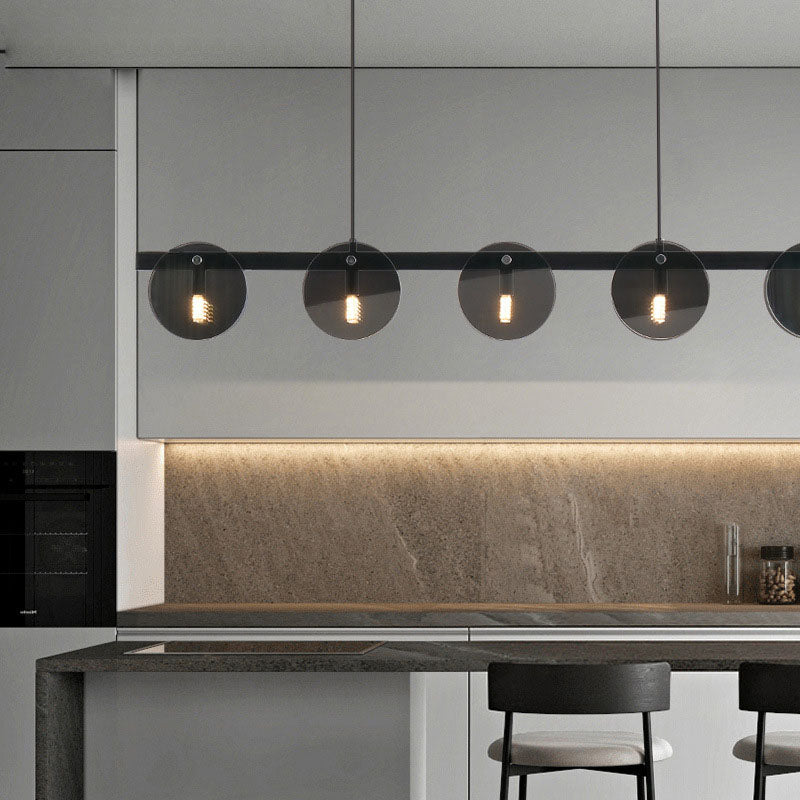 Modern Luxury Pendant Light Metal Circular Island Light with Glass Shade