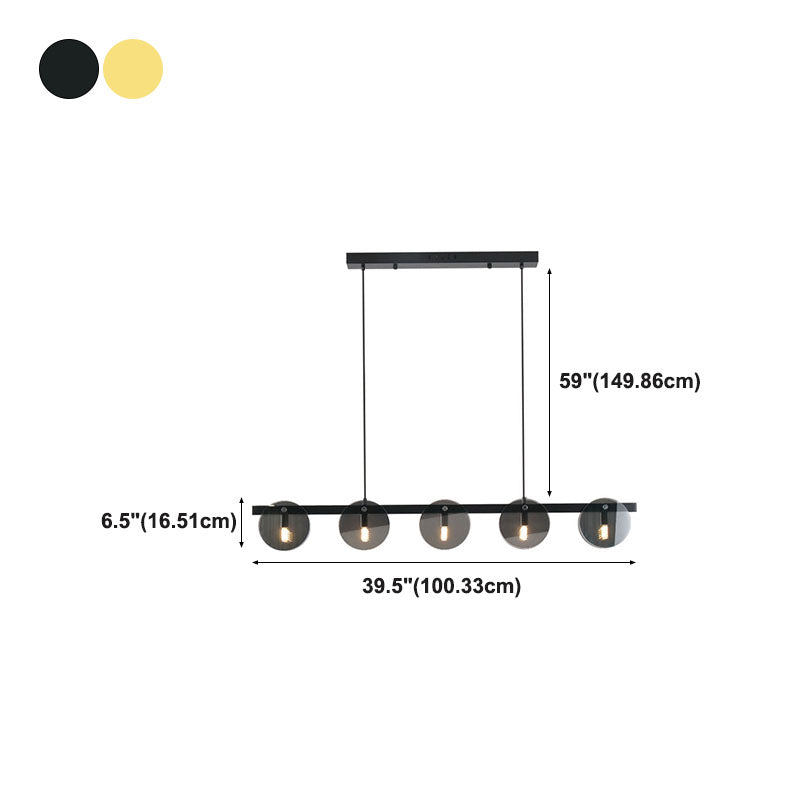 Modern Luxury Pendant Light Metal Circular Island Light with Glass Shade