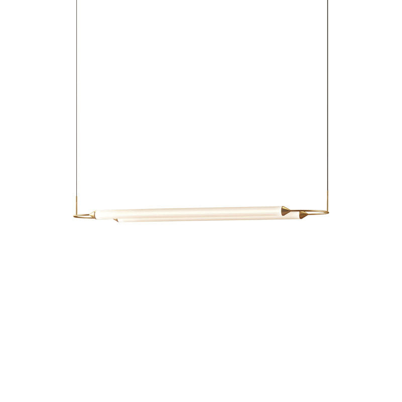 Acrylic 2-Light Island Light in Modern Simplicity Metal Linear LED Pendant Light in White