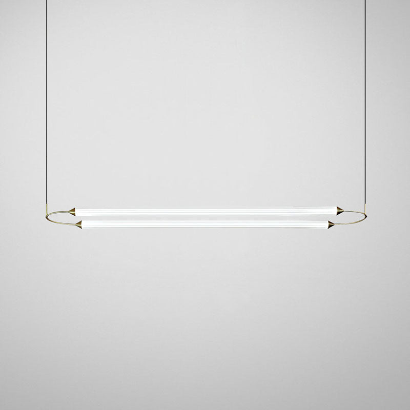 Acrylic 2-Light Island Light in Modern Simplicity Metal Linear LED Pendant Light in White
