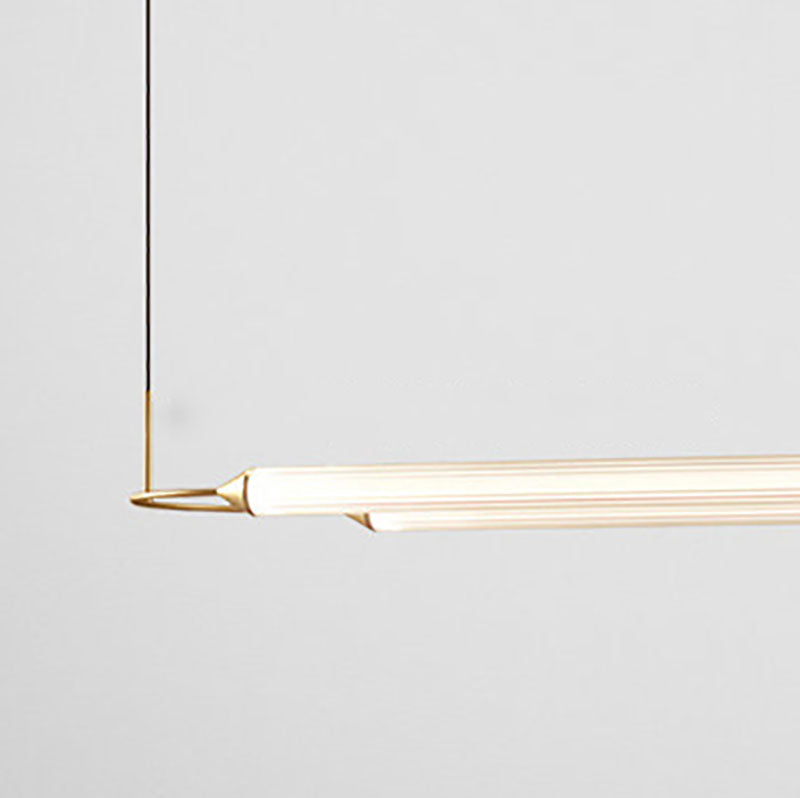 Acrylic 2-Light Island Light in Modern Simplicity Metal Linear LED Pendant Light in White